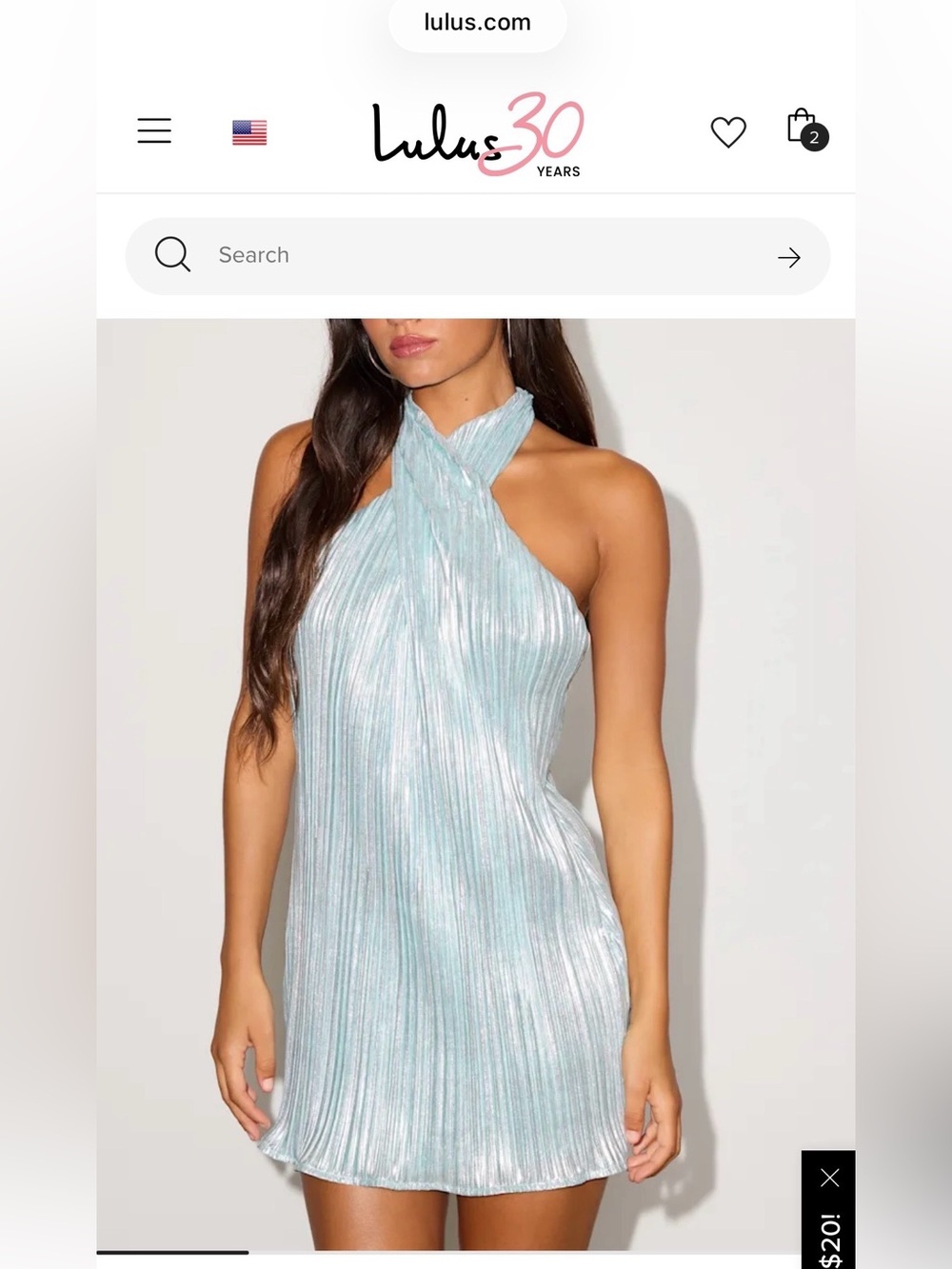 Lulu's Shimmering Aqua One-Shoulder Pleated Dress